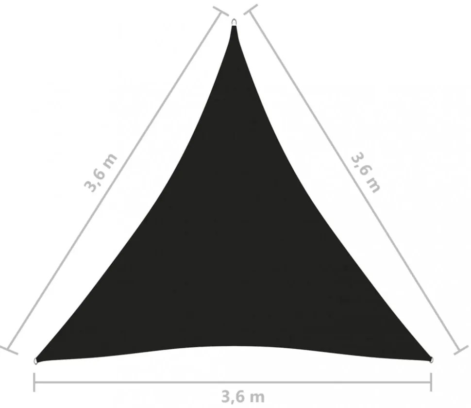 fekete háromszögű oxford-szövet napvitorla 3,6 x 3,6 x 3,6 m