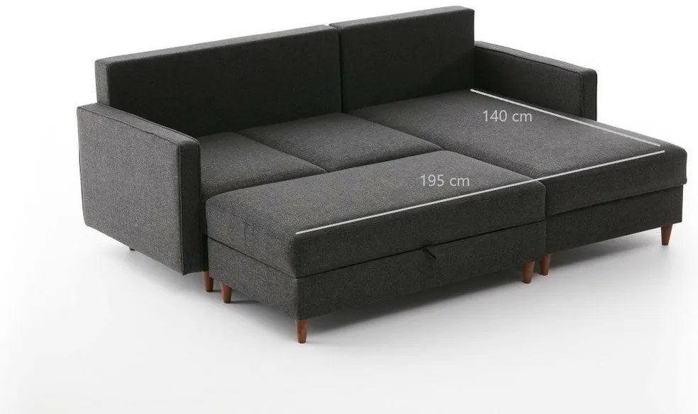 Eva Right Anthracite kinyitható kanapé