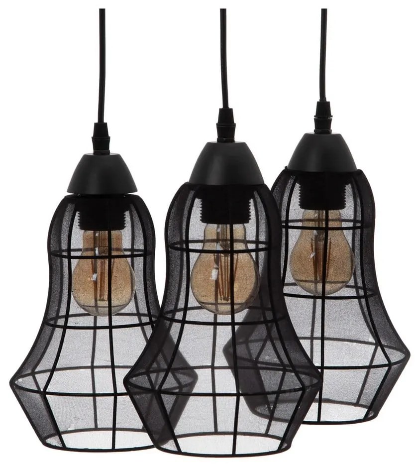 Fekete függőlámpa textil búrával ø 40 cm – Ixia