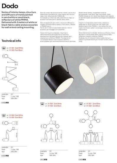 Redo 01-1826 - Csillár zsinóron DODO 3xE27/15W/230V pók