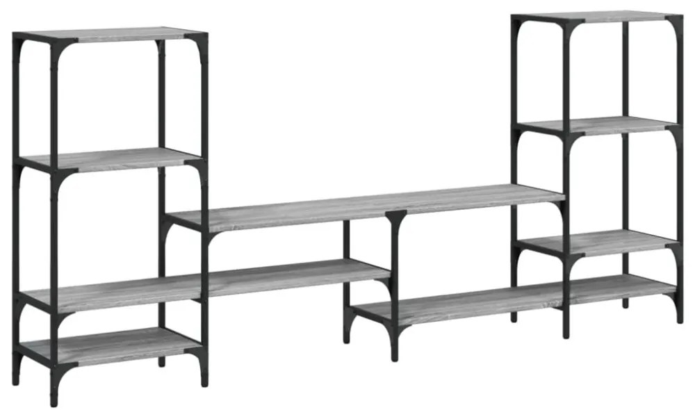 szürke sonoma színű szerelt fa TV-szekrény 206,5x28,5x95 cm