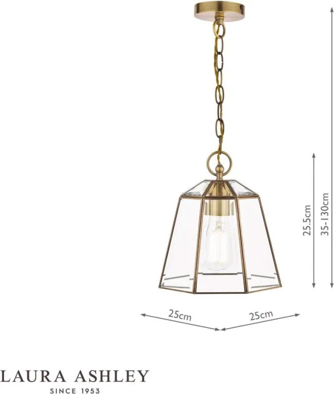 LAURA ASHLEY 3756154-Q CLAYTON Klasszikus Függesztett Lámpa Antik Sárgaréz, Fehér E27 IP20