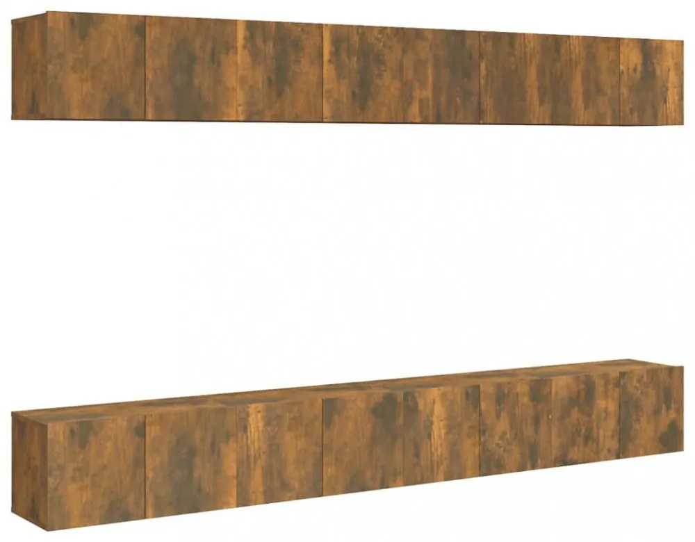 8 db füstös tölgy színű szerelt fa TV-szekrény 60 x 30 x 30 cm