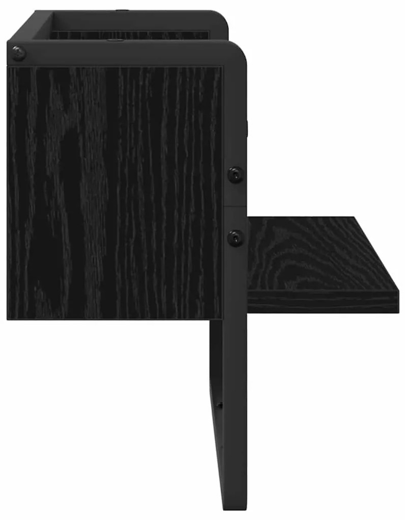 vidaXL Falpolc polcokkal Fekete tölgy 30 x 25 x 30 cm Faanyag