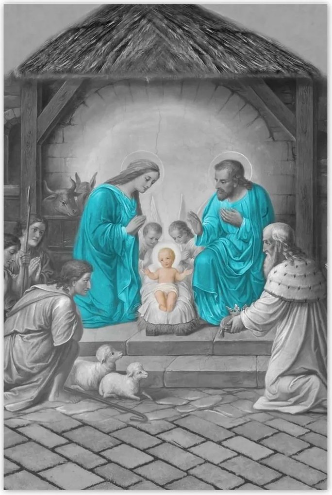 Poszterek 80x120 Szent család türkiz