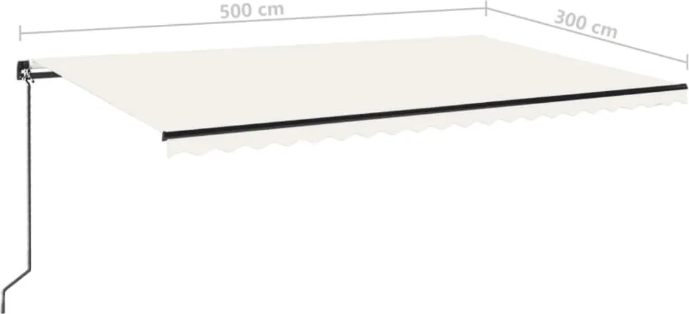 Krémszínű kézzel kihúzható napellenző 500 x 300 cm