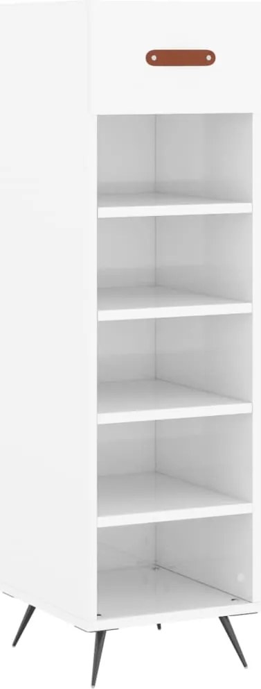 vidaXL magasfényű fehér szerelt fa cipőszekrény 30x35x105 cm