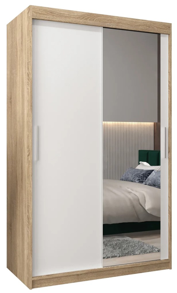 Ruhásszekrény 120 cm Toki 2 (szonoma tölgy + matt fehér). 1064982