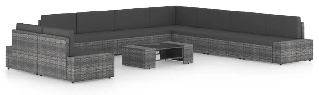 vidaXL 10 részes szürke polyrattan kerti ülőgarnitúra párnákkal