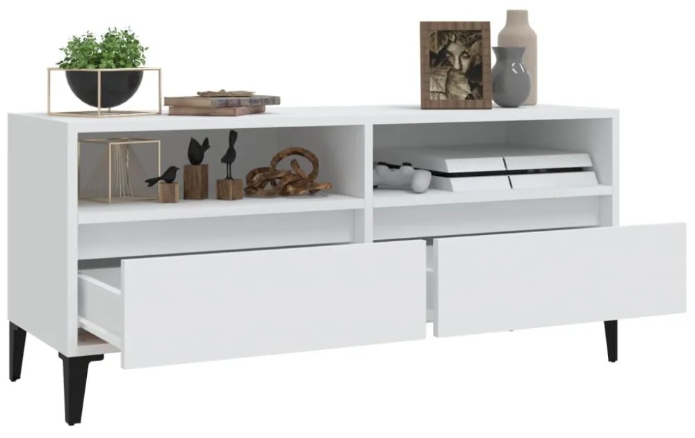 fehér szerelt fa TV-szekrény 100x34,5x44,5 cm