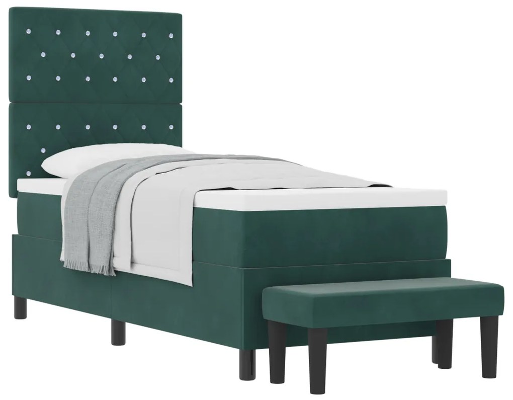 Box Spring Ágy Matraccal & Paddal Sötét Zöld 80x200 cm Bársony