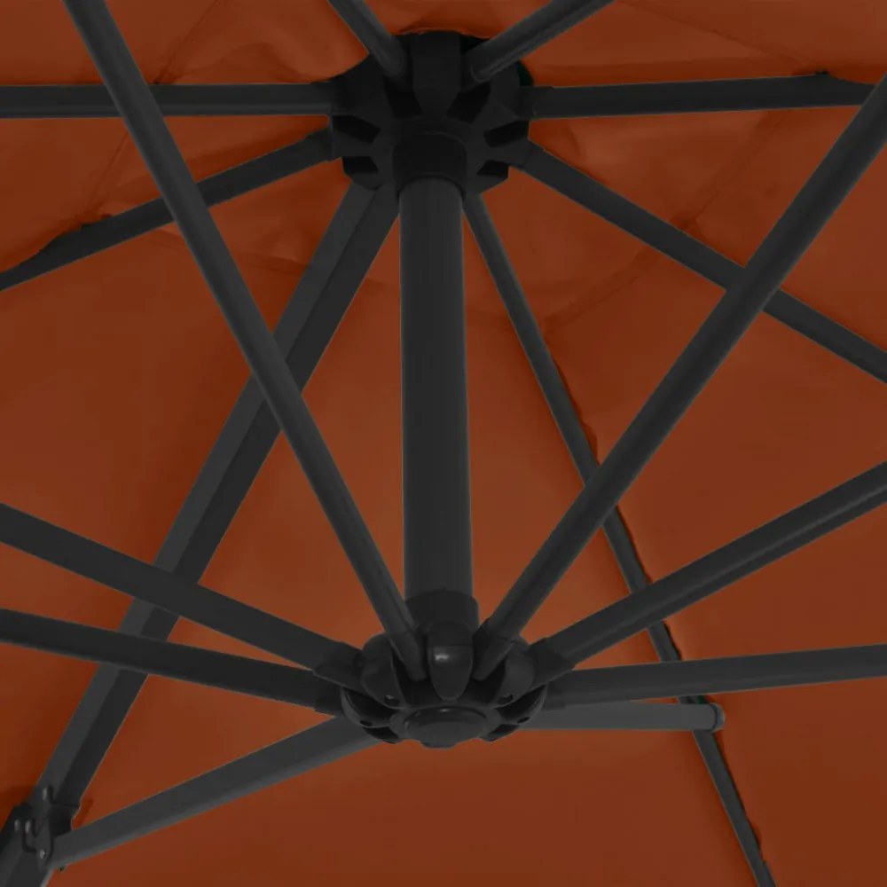 terrakotta konzolos napernyő acélrúddal 250 x 250 cm