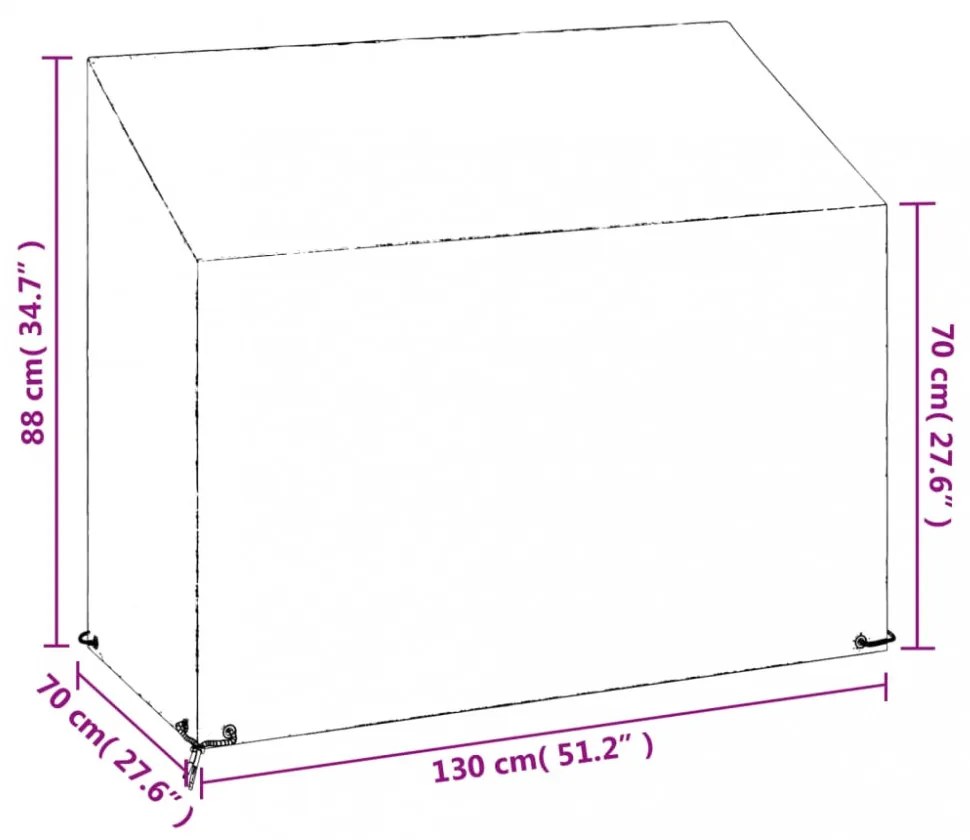 2 db polietilén kerti pad huzat 8 fűzőlyukkal 130x70x70/88 cm