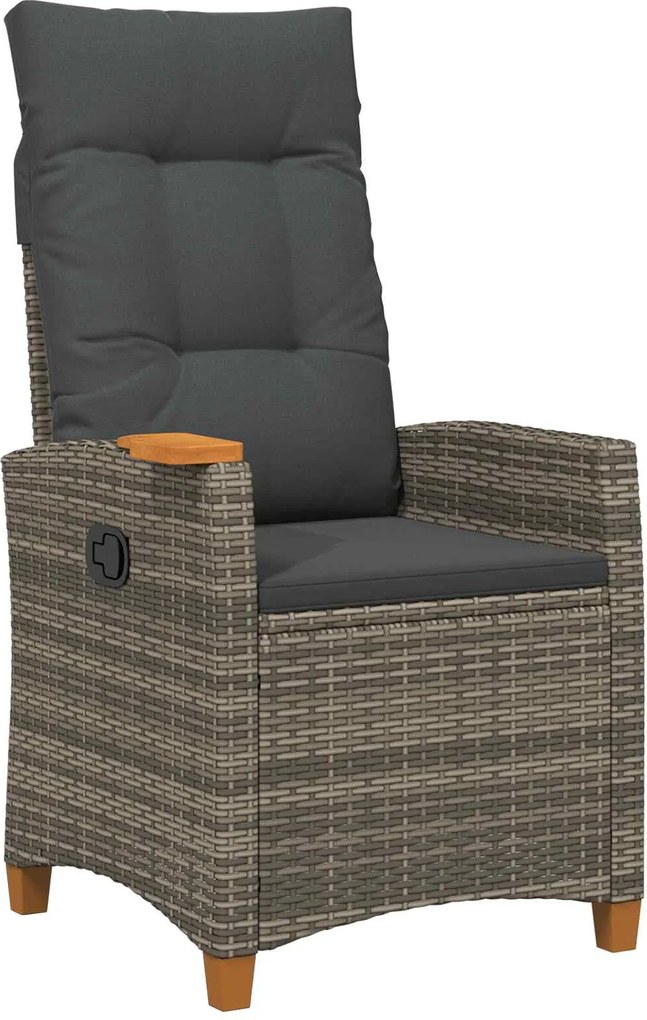 vidaXL Dönthető szék tea tállal párnával 62 x 64 x 112 cm polirattan