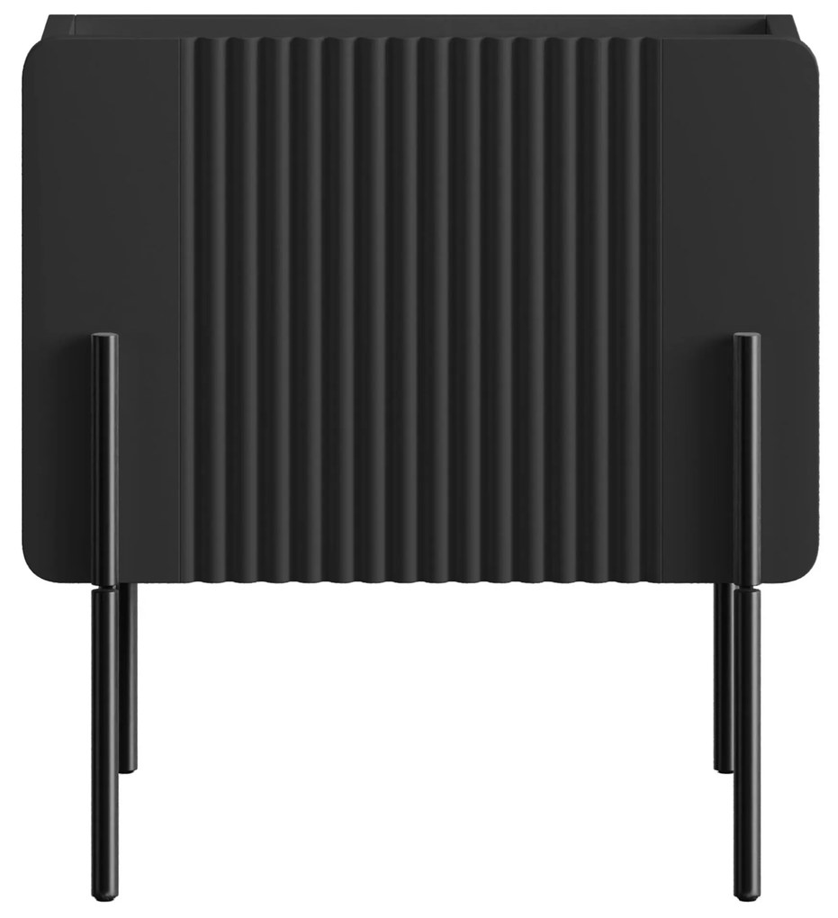 Malmi éjjeliszekrény fiókkal 45 cm - fekete matt / fekete lábak