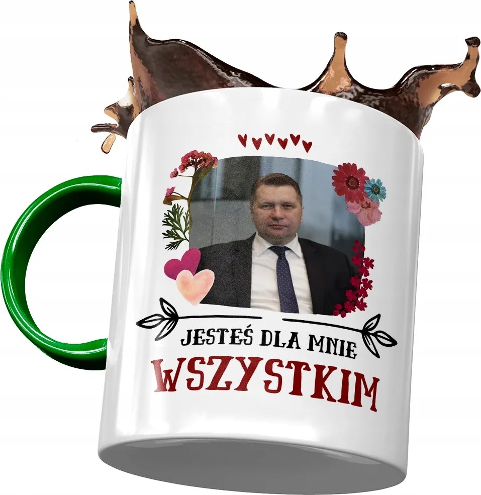 Bögre Zöld-Fekete Pis Ajándék Nyomtatott Fotóval