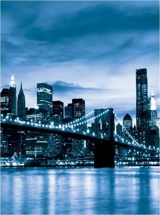 Brooklyn Bridge éjszaka fotótapéta New York a fények fényében 206x275 +ragasztó