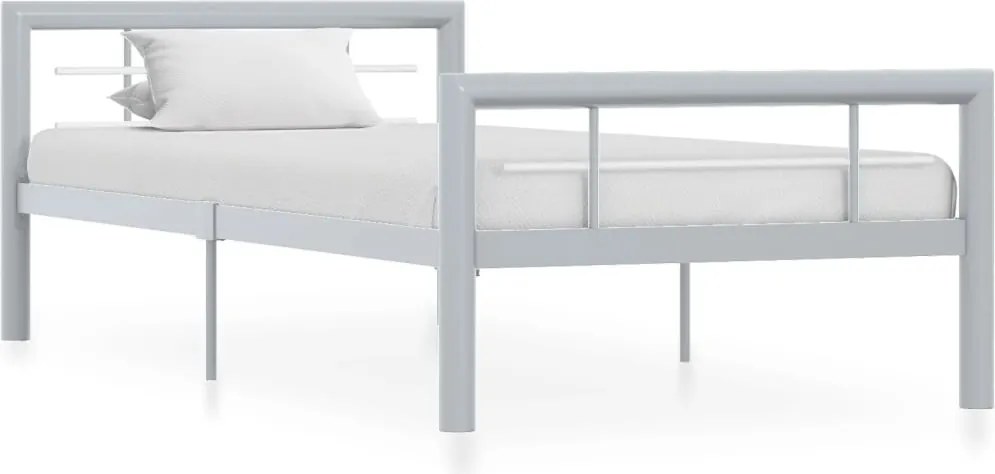 vidaXL szürke és fehér fém ágykeret 100 x 200 cm