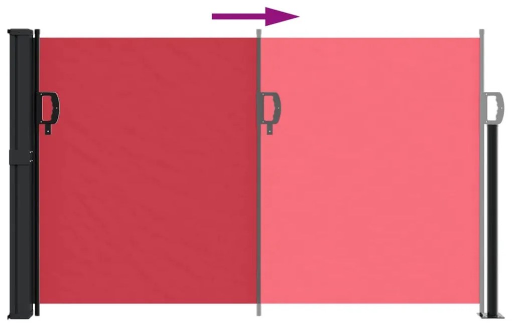 piros behúzható oldalsó napellenző 120 x 600 cm