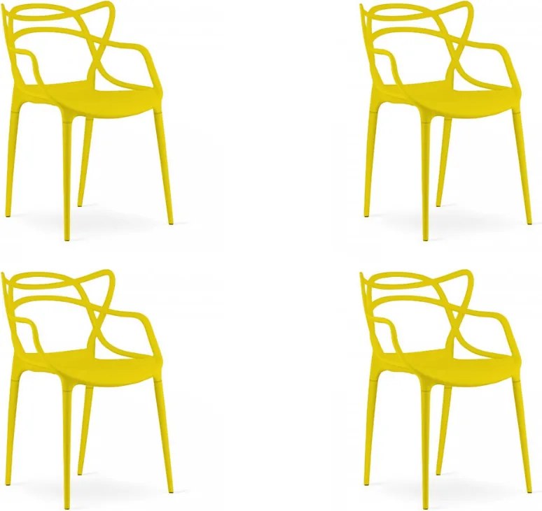 Szett 4 db műanyag szék KATO, sárga
