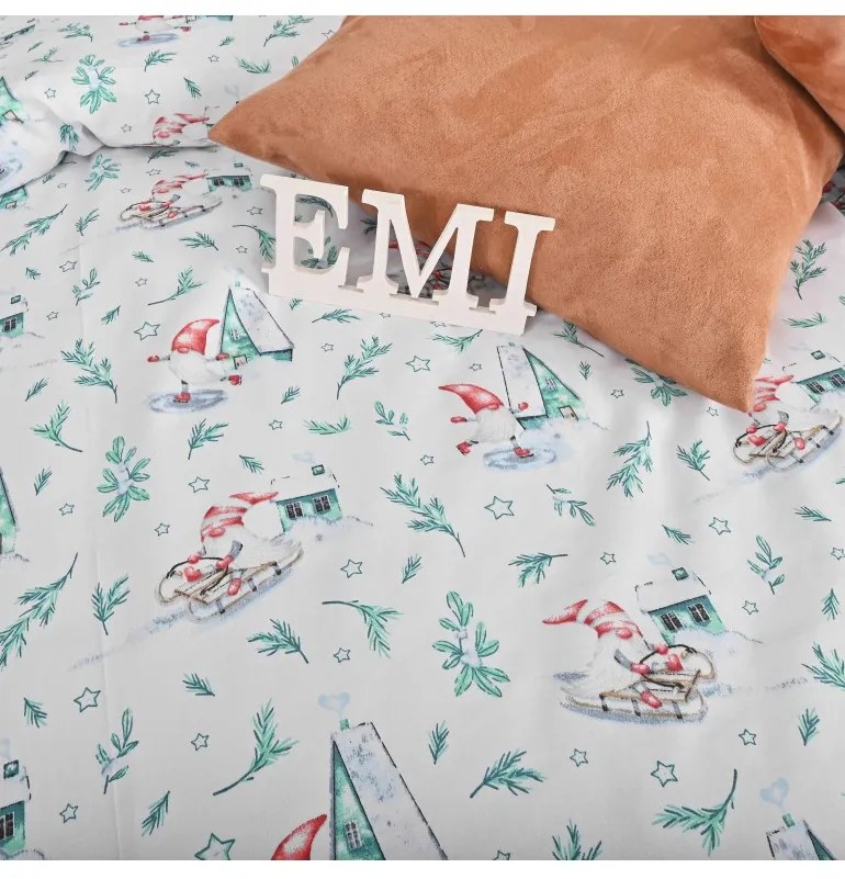 EMI Elfie karácsonyi pamut ágyneműhuzat, A standard egyszemélyes ágy szett tartalma: 1x 140x200 + 1x 70x90