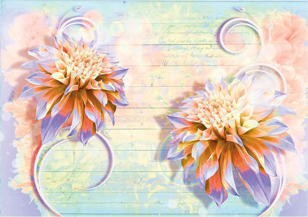 Dália vintage fotótapéta fa alapon 208x146 hálószobába +ragasztó