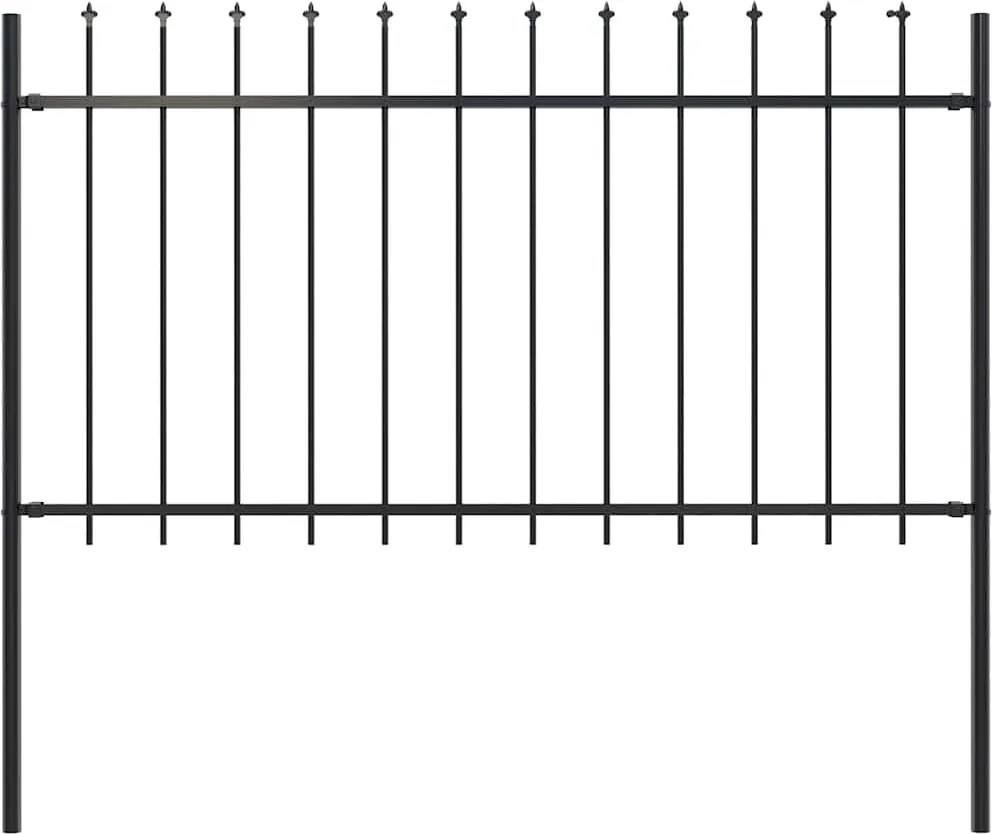 vidaXL fekete acél kerti kerítés lándzsás tetejű 181 x 100 cm