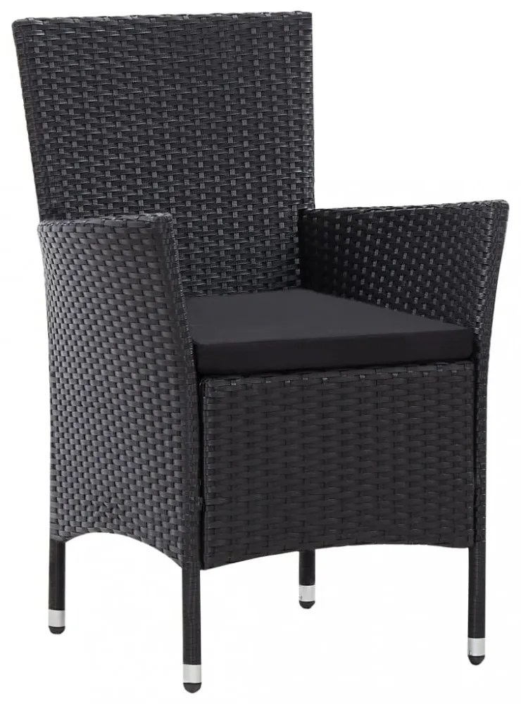 7 részes fekete kültéri polyrattan étkezőgarnitúra