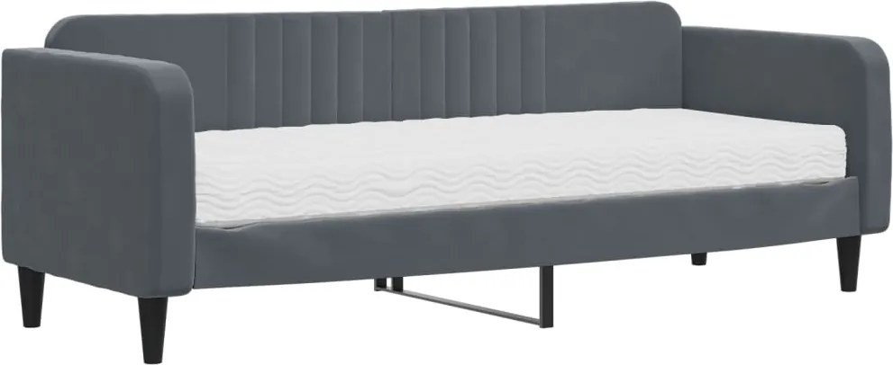 vidaXL sötétszürke bársony heverő matraccal 80 x 200 cm