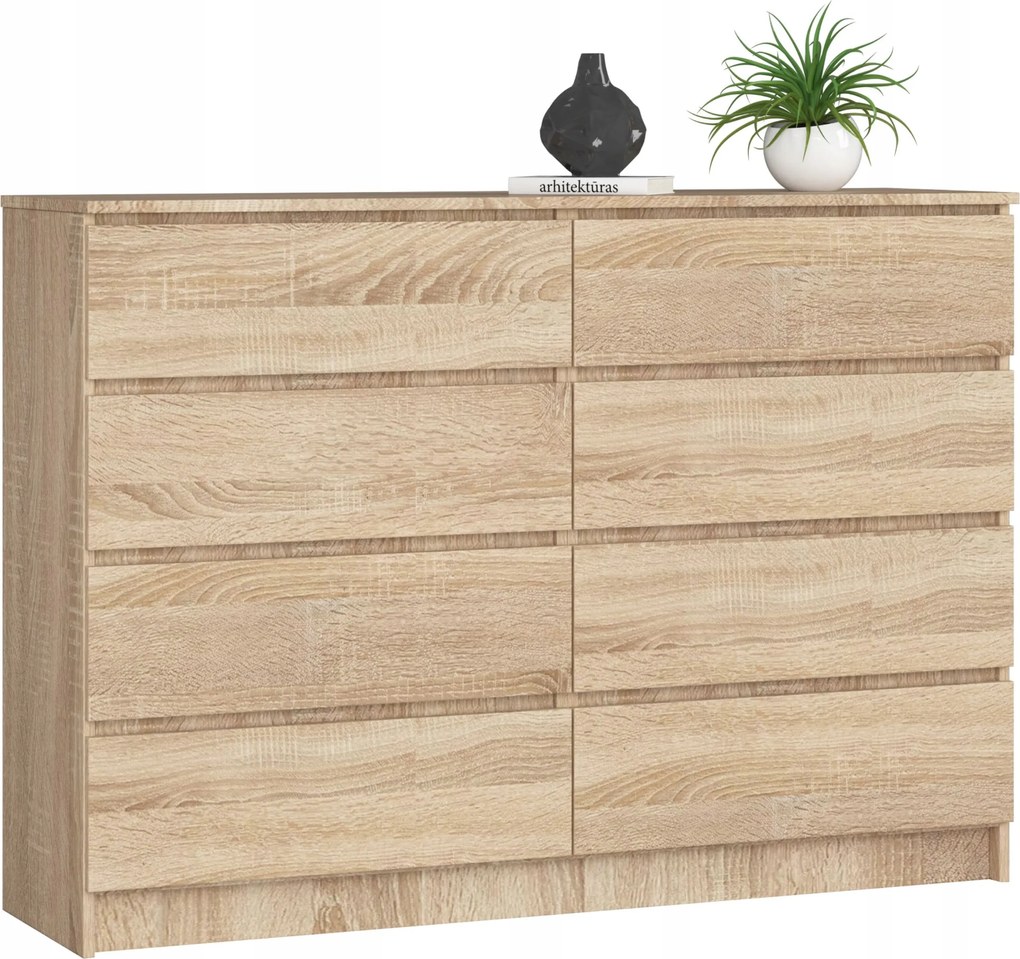Komód szekrény K140 8 fiókos sonoma tölgy Akd