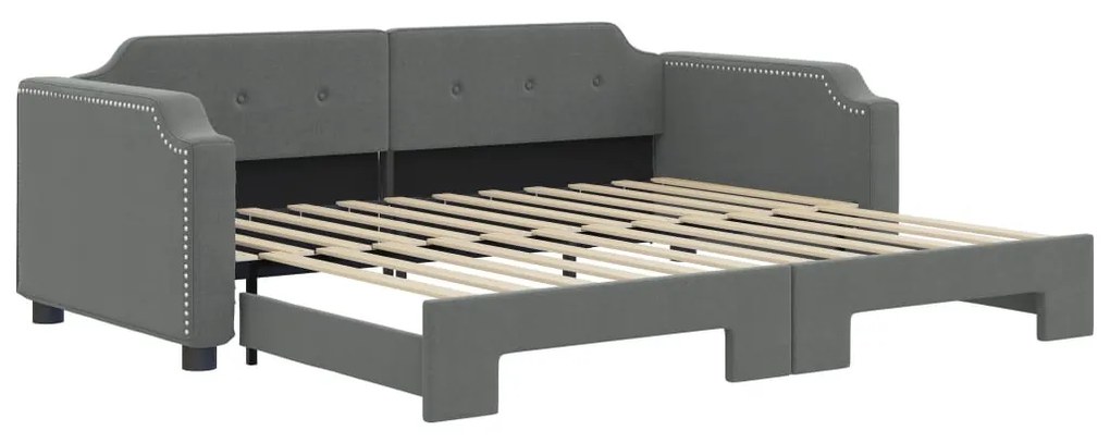 sötétszürke kihúzható szövet heverő 100 x 200 cm