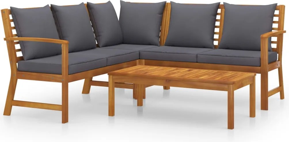vidaXL 4 részes tömör akácfa kerti ülőgarnitúra párnával