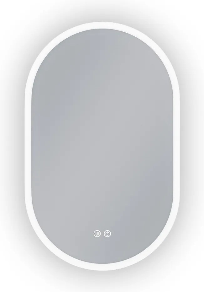 Erga Demi, ovális LED tükör 50x80cm, 3 színű fény, első világítás, páramentes fűtőbetét, ERG-V01-Demi-5080-CL