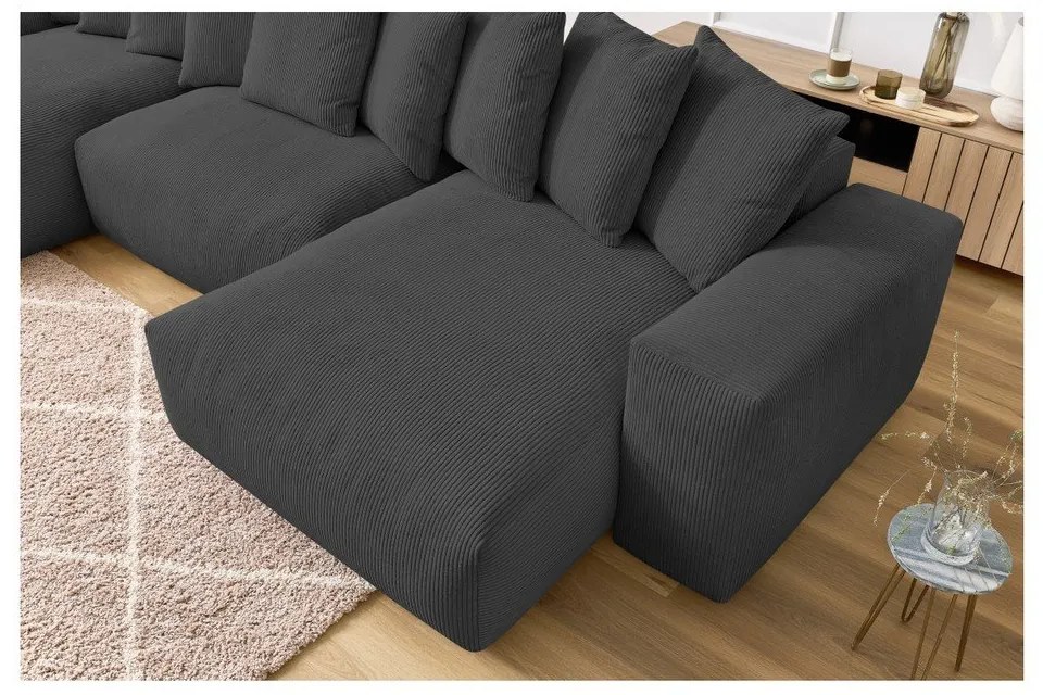 Szürke kordbársony sarokkanapé Voltaire – Bobochic Paris