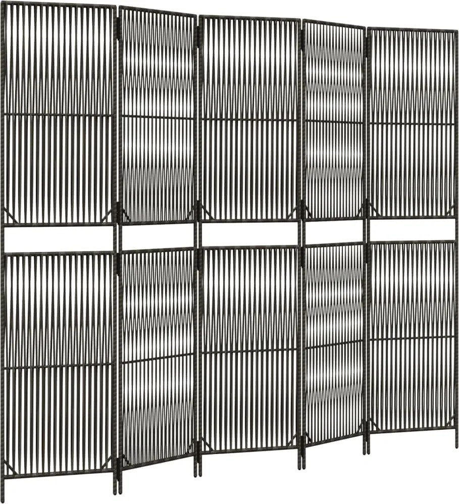 vidaXL szürke 5-paneles polyrattan térelválasztó