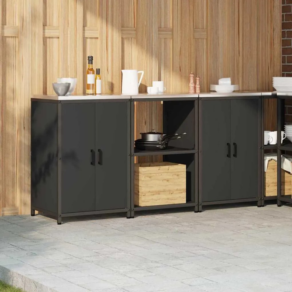 Konyhai Tároló Készlet polcokkal 3 pcs Fekete 180 x 50 x 92 cm