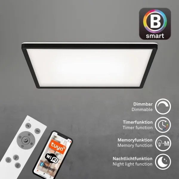 Briloner 7060-015 - SLIM LED dimmelhető panel 22W/230V 42x42 cm fekete Wi-Fi Tuya + távirányító