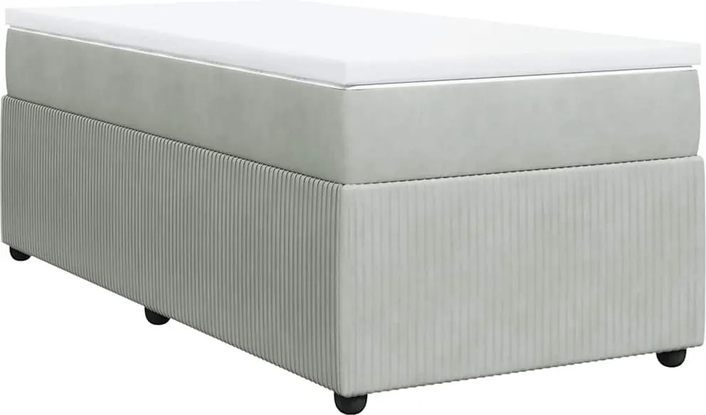 vidaXL világosszürke bársony rugós ágy matraccal 100 x 200 cm