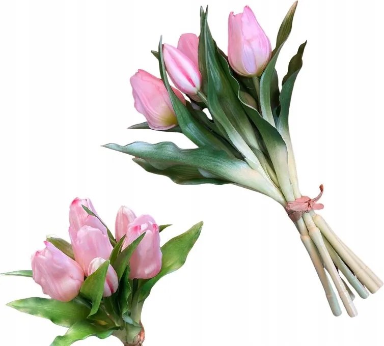Mesterséges tulipán csokor rózsaszín 29 cm – gumi virágok 2030223065LTPI