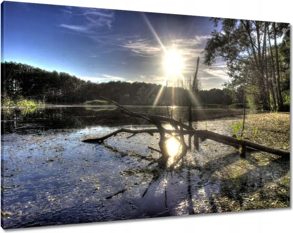 Vászonkép 100x70 Naplemente a tóparton