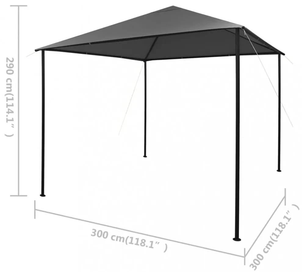 antracitszürke szövet és acél pavilon 3 x 3 m 180 g/m²