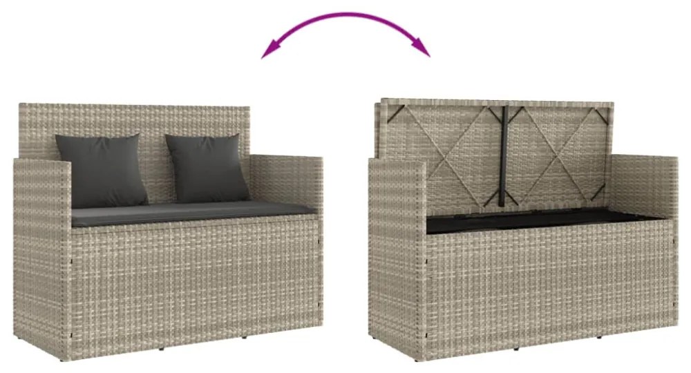 világosszürke polyrattan kerti pad párnákkal