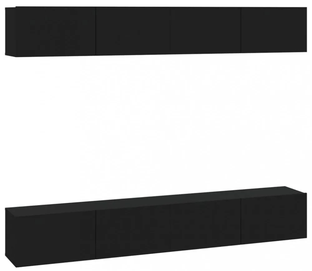 4 db fekete fali TV-szekrény 100 x 30 x 30 cm