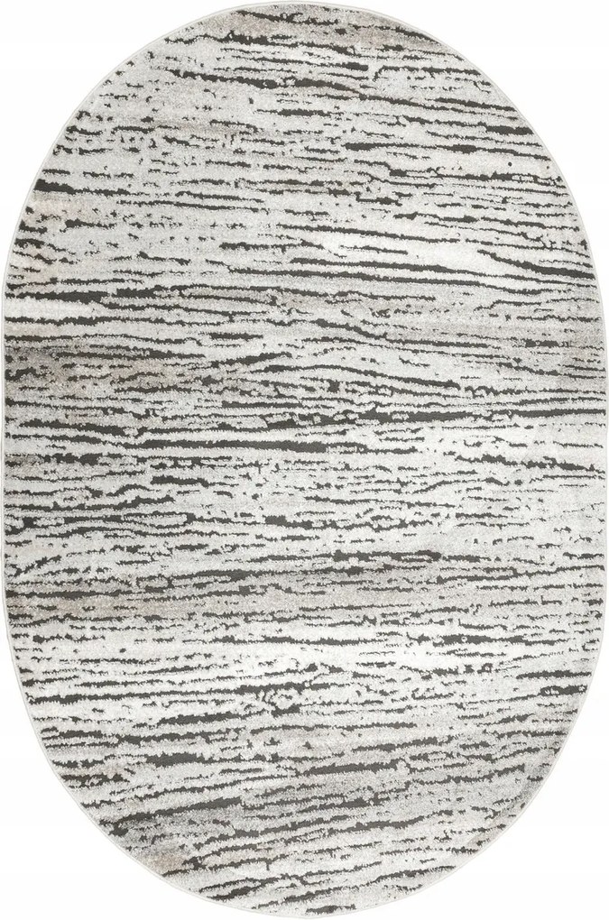 Ovális Szőnyeg Bézs Grafit Vonalak Kétszintes Vakolat Nappaliba Matara 140x190 cm
