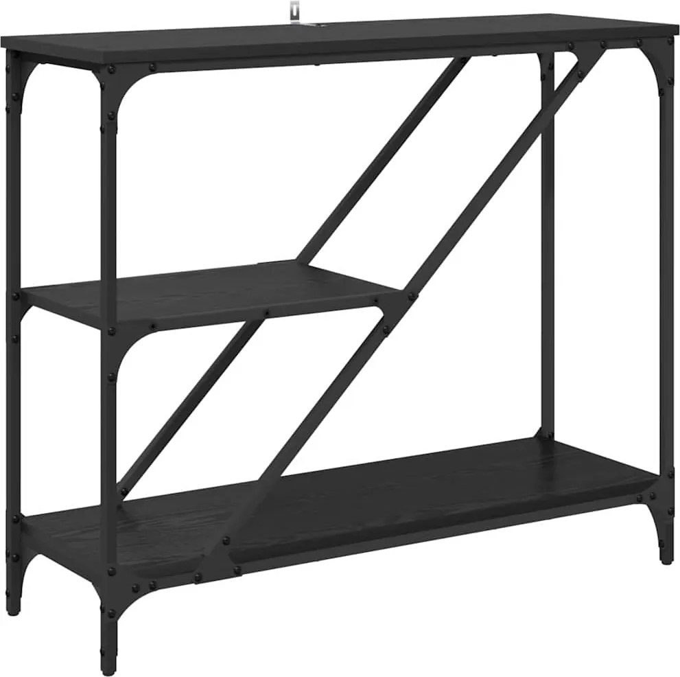 vidaXL Konzolasztal Fekete tölgy 88,5 x 30 x 75 cm Faanyag