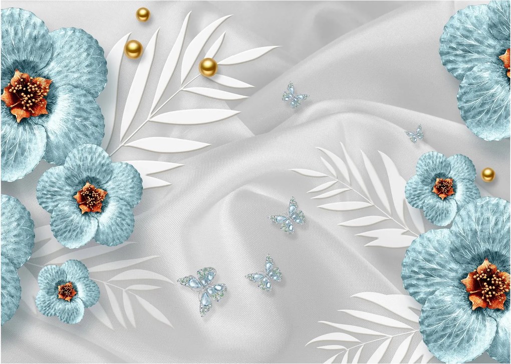 Kép - 3D kék virágok (70x50 cm)