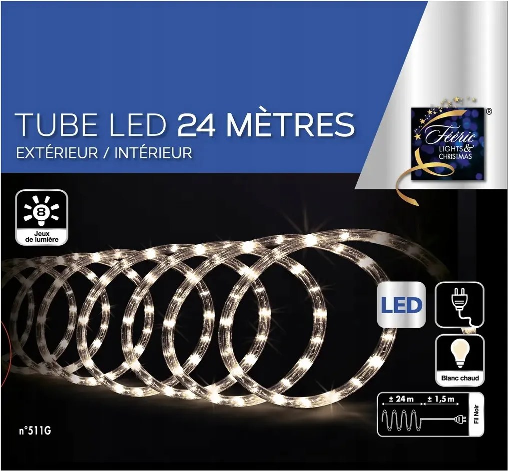 Kültéri Fényfüzér Karácsonyi Spirál Meleg Fehér 432 Led 2400 CM