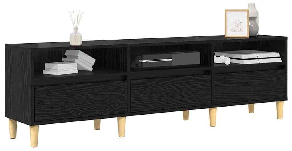 TV szekrény fiókkal Musta tammi 150 x 30 x 45 cm Faanyag
