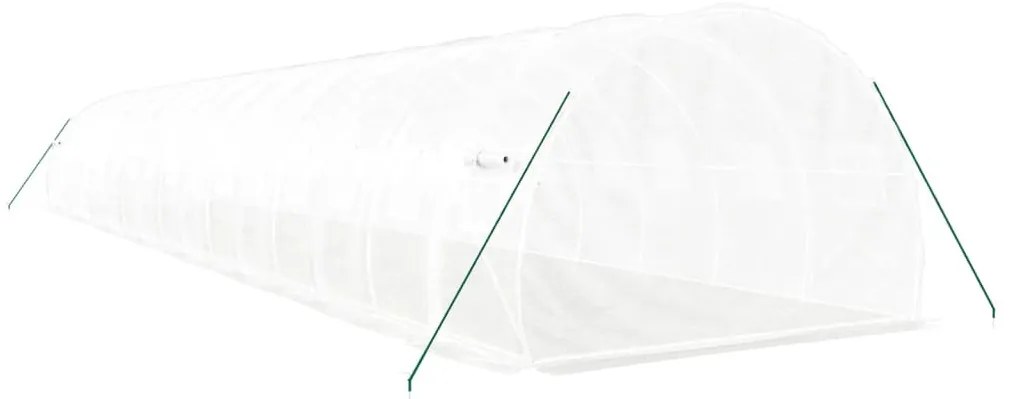 fehér acélvázas melegház 48 m² 16 x 3 x 2 m