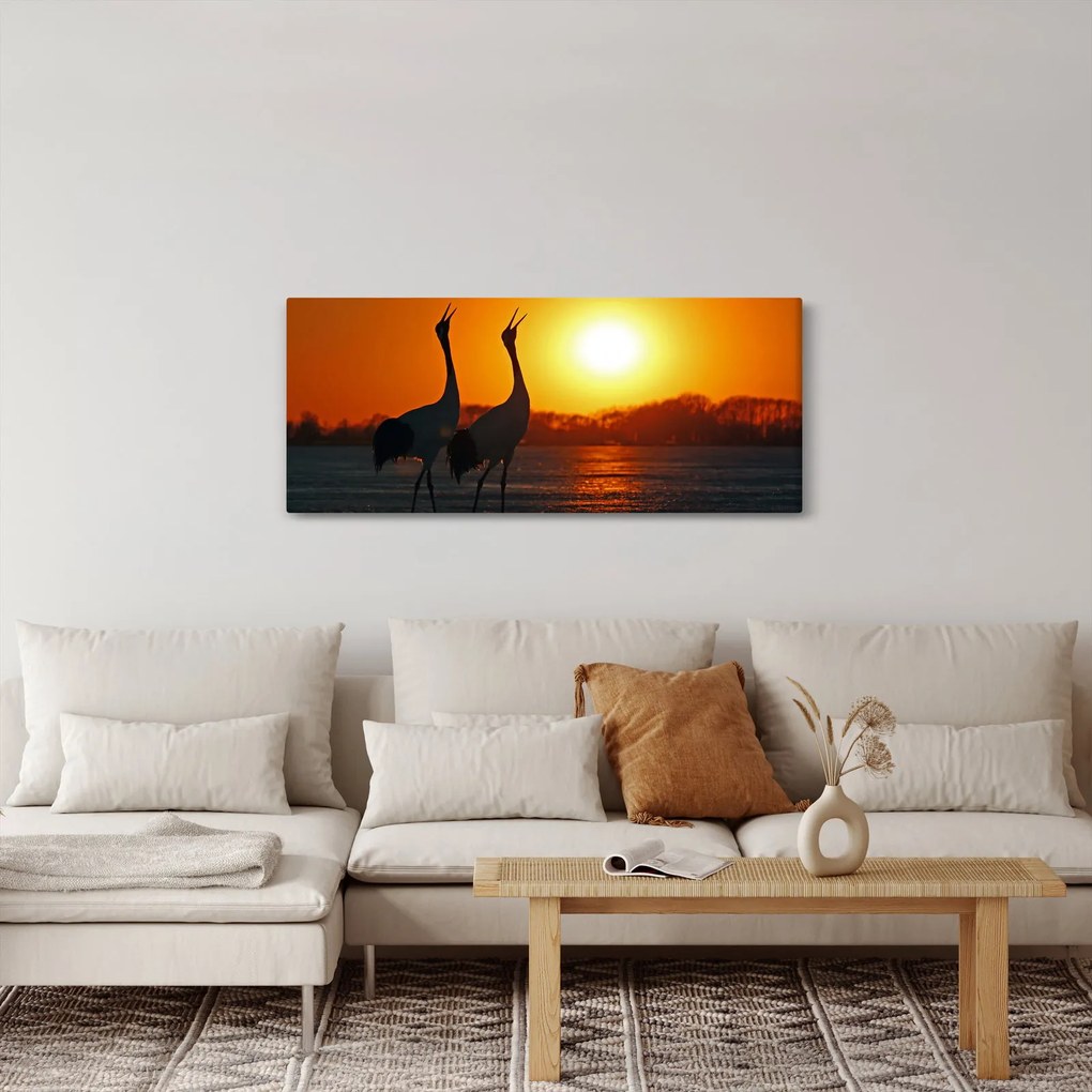 Madarak képe naplementekor (120x50 cm)
